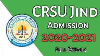 CRSU Jind Admission 2020 l CRSU Jind UG And PG Admission 2020-21 l  Full Details By SkJobAlert