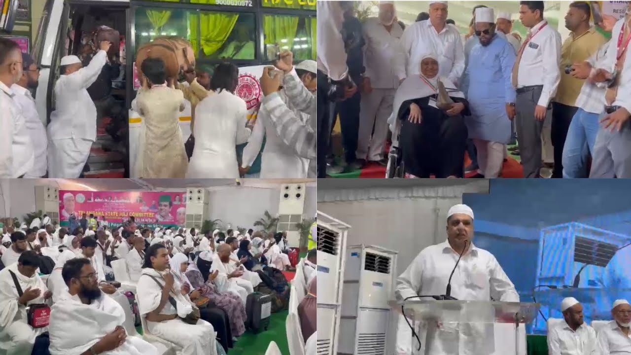 8th Batch of 450 Hajji left from Hyderabad embarkation point to Shamshabad Airport.