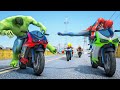 SpiderMan, Hulk And Superheroes EXTREME BIKE RACE (Funny Contest Video) #199