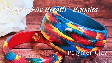 Polymer Clay | "Dragon Fire Breath" Bangles - Covering Wood with Polymer Clay | Tutorial
