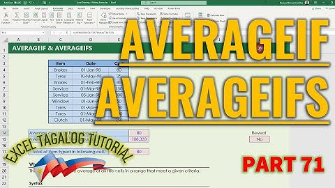 [Excel Tagalog Tutorial #71] Averageif and Averageifs