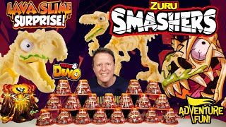 6 Zuru Smashers Lava Slime Surprise Dino Skeletons Series 4 With TRex Adventure Fun Toy review!