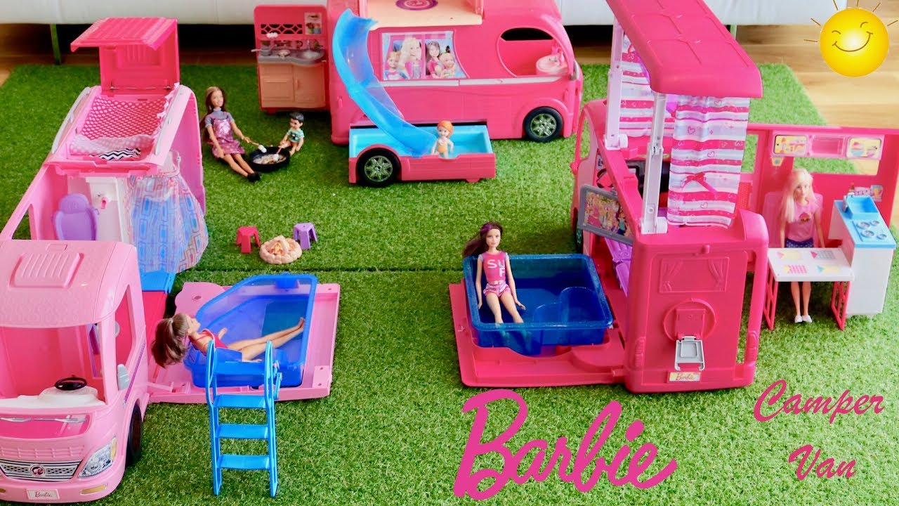 barbie camper van with pool