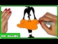 How To Draw DAFFY DUCK from Looney Tunes - Easy Step by Step Drawing Tutorial by HooplaKidz Doodle