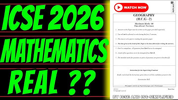 ICSE 2026 MATHEMATICS REAL?? | MATHEMATICS Sample Paper by ICSE AND ISC SIMPLIFIED 🌟