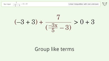 Solving Linear Inequalities: 7/(-(3x)/5-3)-3 is Greater Than 0