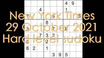 Sudoku solution New York Times sudoku 29 October 2021 Hard level