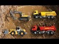 Fine Toys Construction Vehicles Under The Mud. Excavator | Dump truck | Wheel Loader