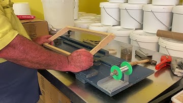 Making wooden beehive frames from start to finish including wiring and wax foundation embedding.