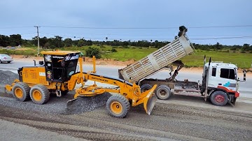 Great Work! Pushing And Grading Crushed Gravel Technique Using Machinery MATADOR Motor Grader