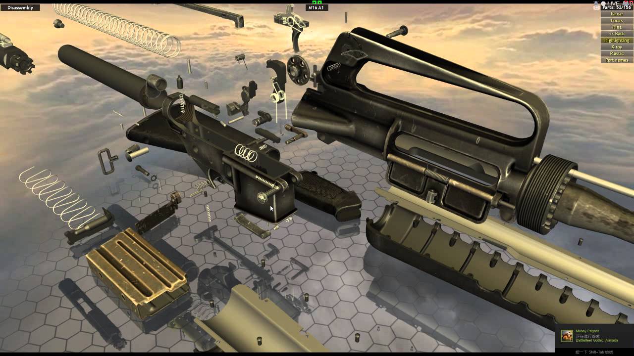 M16A1 Assault Rife Disassembly in 3D Animation [156parts] - YouTube