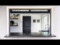 Elegant Poolhouse Countertops: Half Inside, Half Outside | Black Base, Silver &amp; White Epoxy Magic