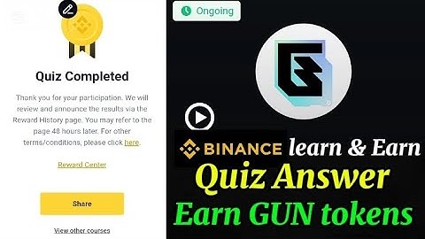 Binance Learn & Earn quiz answer || Earn free GUN tokens || 100% Right answer..