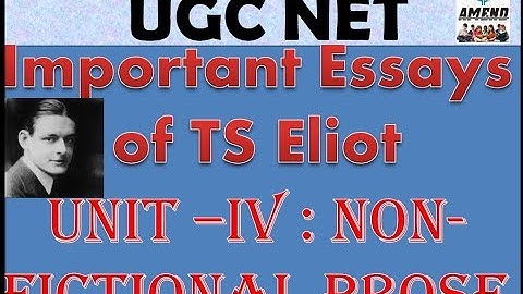 #4 Unit 4 : Non-Fictional Prose Important Essays of TS Eliot UGC NET ENGLISH LITERATURE JRF KVS NVS