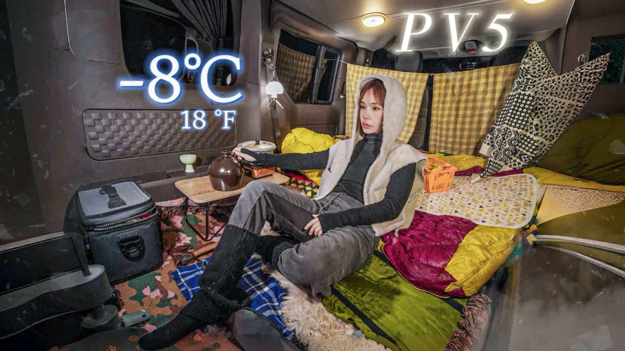 -8℃ Электрический кемпер для подготовки к зимнему кемпингу🚐 / Кемпинг на автомобиле PV5