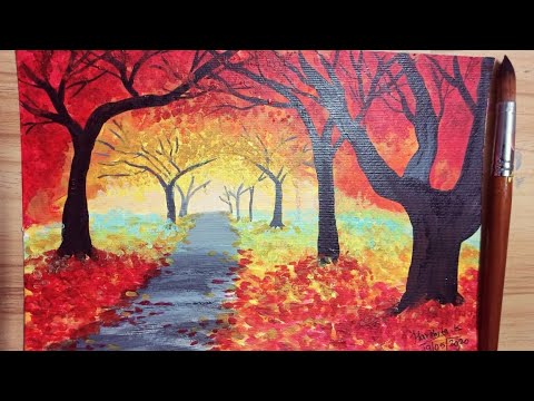 #3| How to paint Autumn trees | Easy step by step acrylic painting of ...