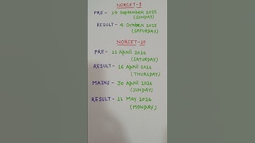 Norcet 9 and 10 exam date
