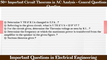 MCQ Questions Circuit Theorems in AC Analysis - General Questions with Answers