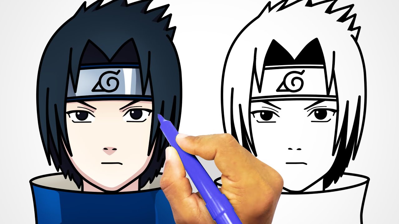 COMO DESENHAR O ROSTO SASUKE/NARUTO FÁCIL 