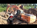 ติดหล่มแพคคู่ DOOSAN DX225LCA DX200A เจอดินสมอง ZX200-1 มาช่วย ตอน2 excavator EP.8328