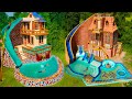 Amazing build top 2 villa house water slide  swimming pool for entertainment place in the forest