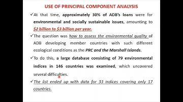 Use of Principal Component Analysis