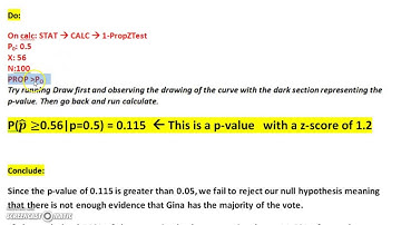 AP Stats 9.1/9.2 HW Video Significance Tests (proportions)