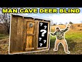 Turning My HOMEMADE Deer Blind into the ULTIMATE MAN CAVE! (TV, Kitchen, XBOX, Lights, Carpet, MORE)