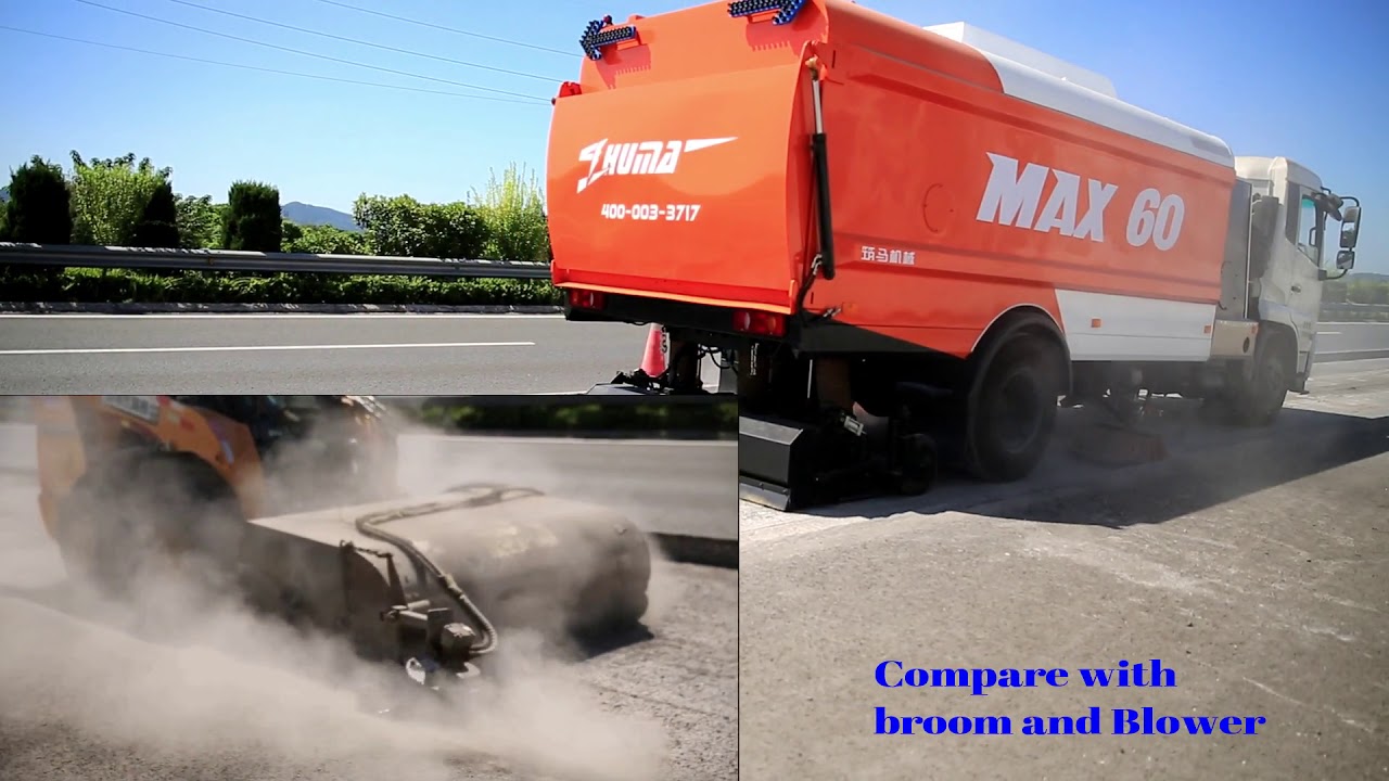 Road sweeper for milling dust cleaning on freeway YouTube