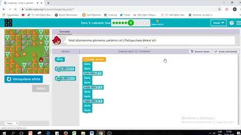 code.org sitesi Kurs 2- Ders 3: Labirent Çözümleri
