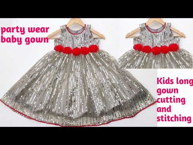 DIY : Designer Net Baby frock cutting and stitching/party wear dress for  kids/ - YouTube