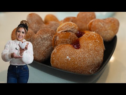 How to make Super Soft HEART SHAPED JELLY FILLED DONUTS 