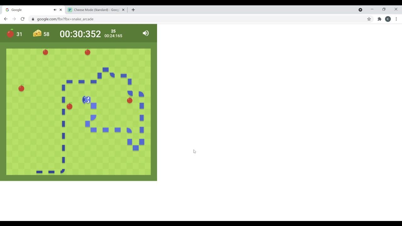 Google Snake Large Map 50 Apples 5 Apples Cheese Mode (057105