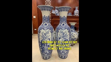 LỘC BÌNH TỨ CẢNH MEN LAM VẼ TAY LOẠI ĐẸP / LỘC BÌNH SỨ BÁT TRÀNG.