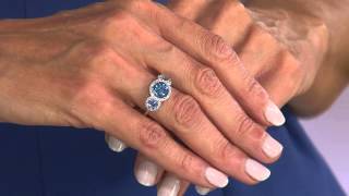 Epiphany Diamonique Vivid Blue Halo Ring with Jill Bauer