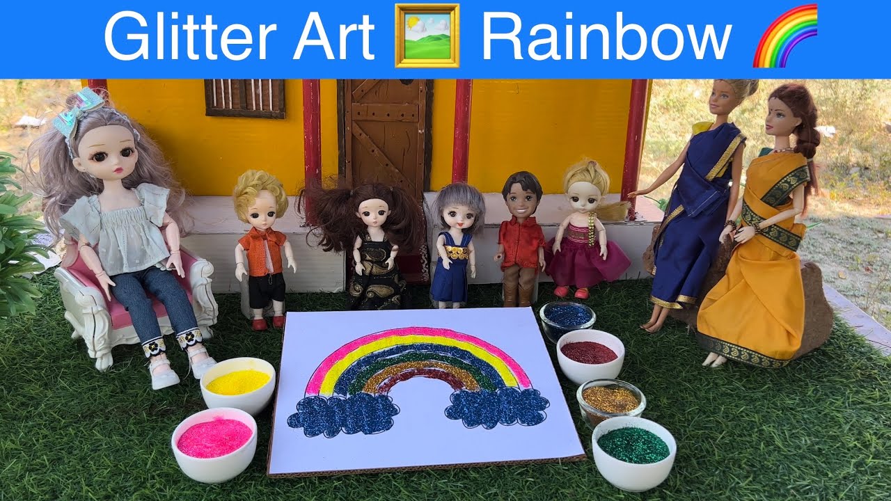 Rainbow 🌈 Glitter Art 🖼 #chintuvideo #chuttibomma #chintu