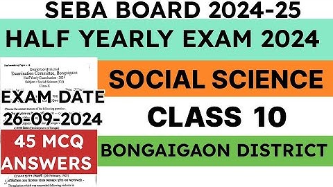 Class 10 Half Yearly Exam Question Paper 2024 | Social Science | Bongaigaon District | seba
