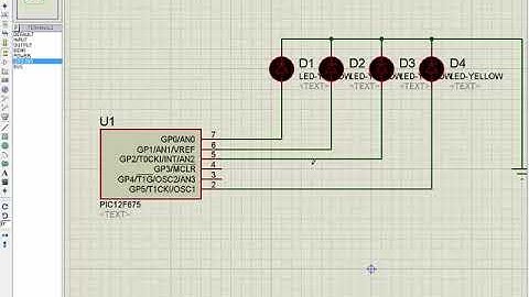 Running Led Design with Proteus, Running Led Proteus Design using PIC12F675