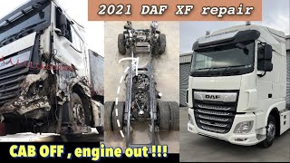 Rebuilding a Wrecked 2021 DAF XF  160 hours to fix it !!!