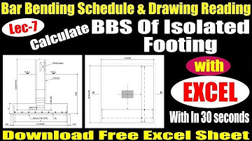 Bar Bending Schedule of Footing. How to Calculate Quantity of Steel in RCC Footing with Excel #viral