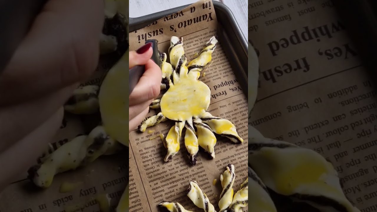 Spinnen aus Blätterteig mit Mohnfüllung (oder Nutella) zu Halloween ...