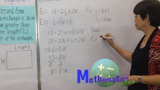 Algebra Lesson 33- Perimeter and Area Verbal Problems in 2 Variables,   MATHEMATICS ALIVE