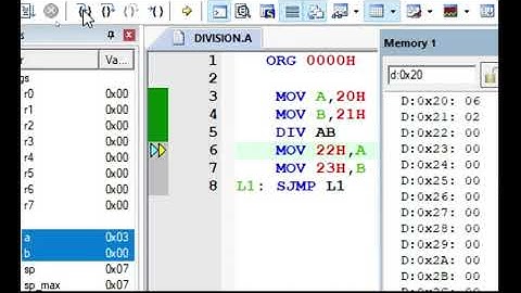 Assembly Lang. Prog. & Simulation of Single byte Division explains Divide-by-Zero exception (0.16)
