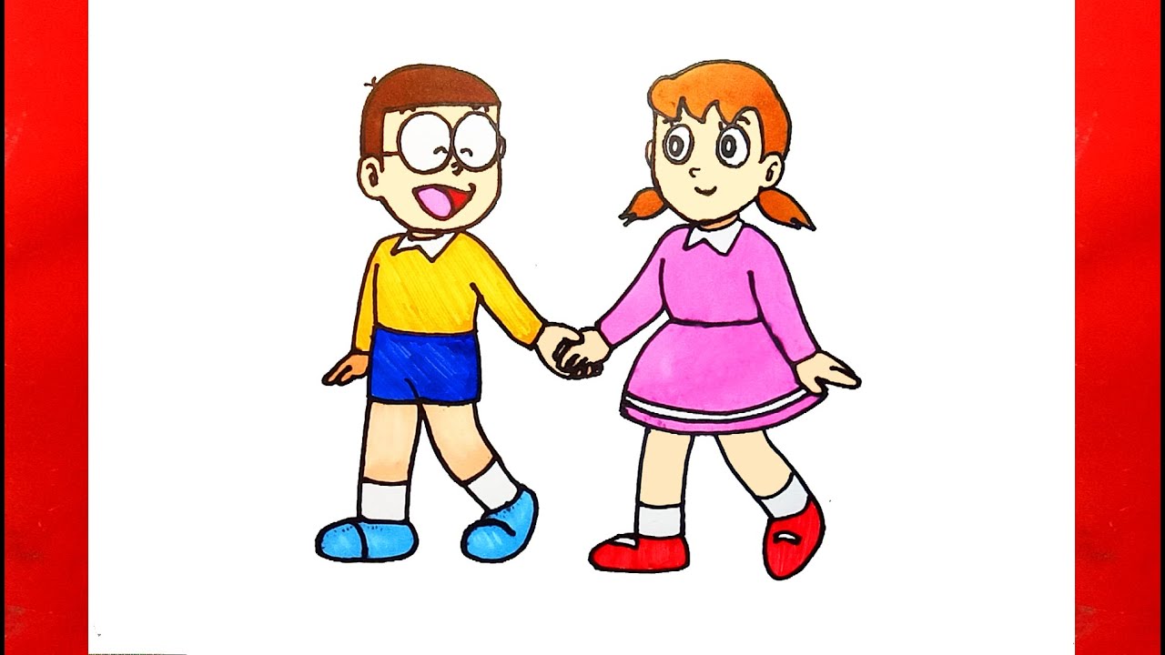 Vẽ Nobita và Xuka - Vẽ tranh truyện Doremon - Cách vẽ Nobita và Xuka đơn  giản - YouTube
