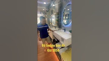 Bộ lavabo bàn đá chống chầy có gương đèn led liên hệ 0908213749 #broda