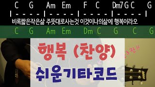 행복 하니 쉬운기타코드, CCM 행복, C코드 찬양, 행복 찬양 기타코드