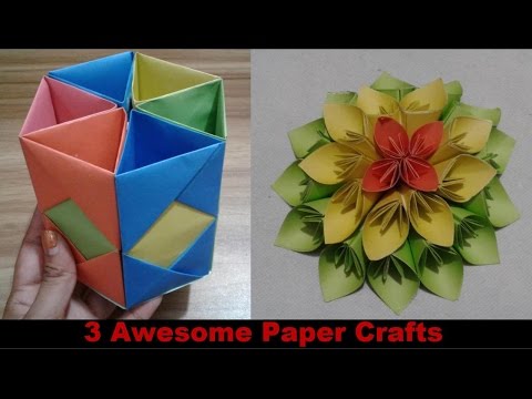 Top 3 awesome paper crafts at home - paper crafts for kids - YouTube