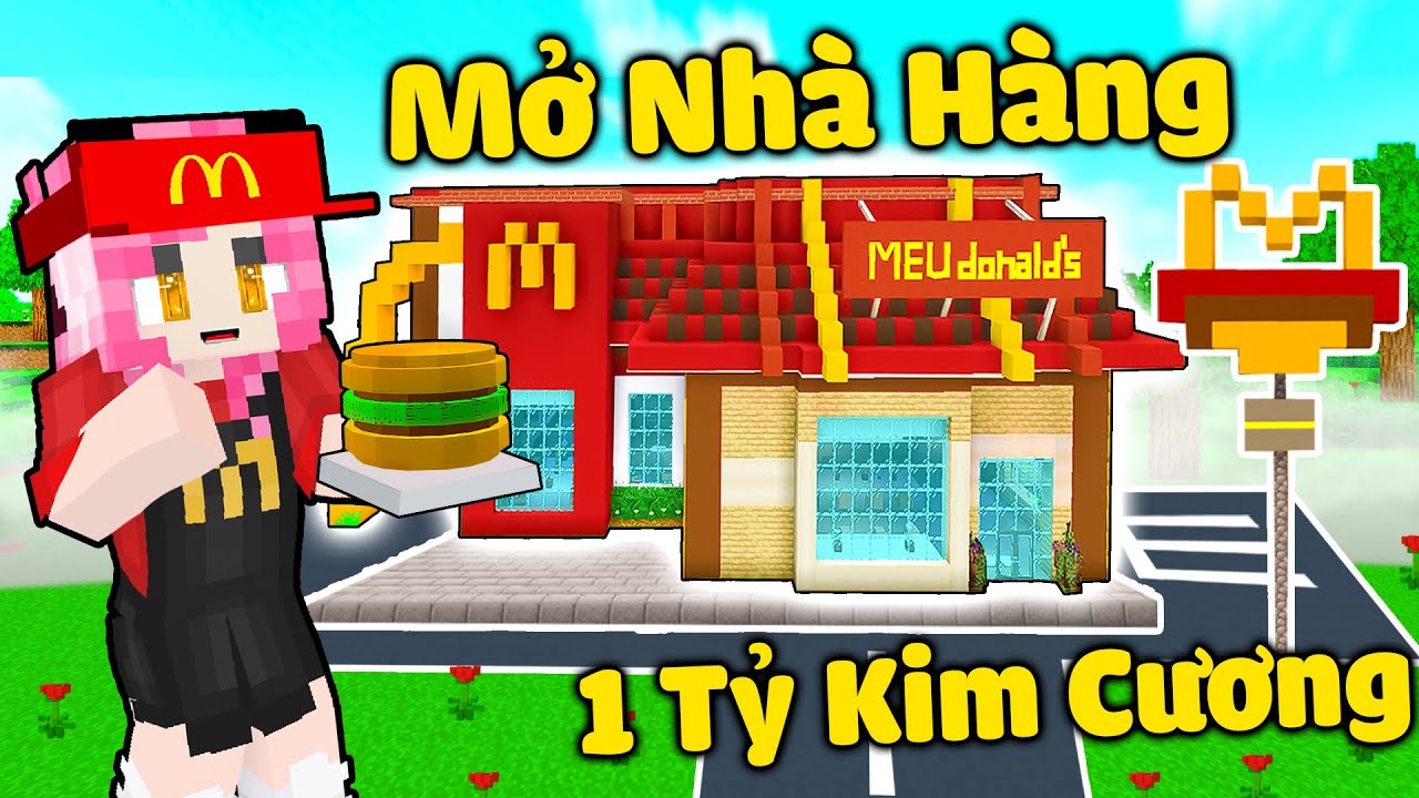 MỀU THỬ THÁCH 24GIỜ TRỞ THÀNH ĐẦU BẾP BÁN HAMBURGER TRONG MINECRAFT*1 NGÀY REDHOOD LÀM NÔ LỆ CỦA MỀU