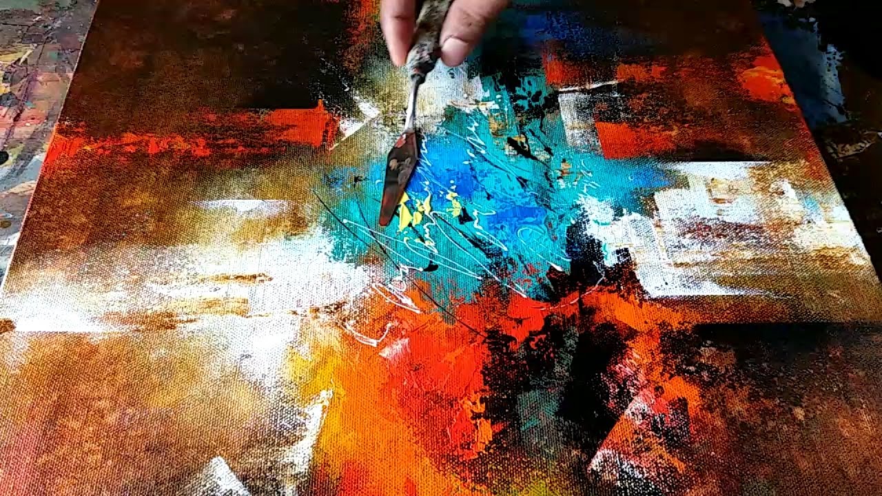 Abstract Painting / How to paint abstract in Acrylics / EASY Wash Techniques / Demonstration