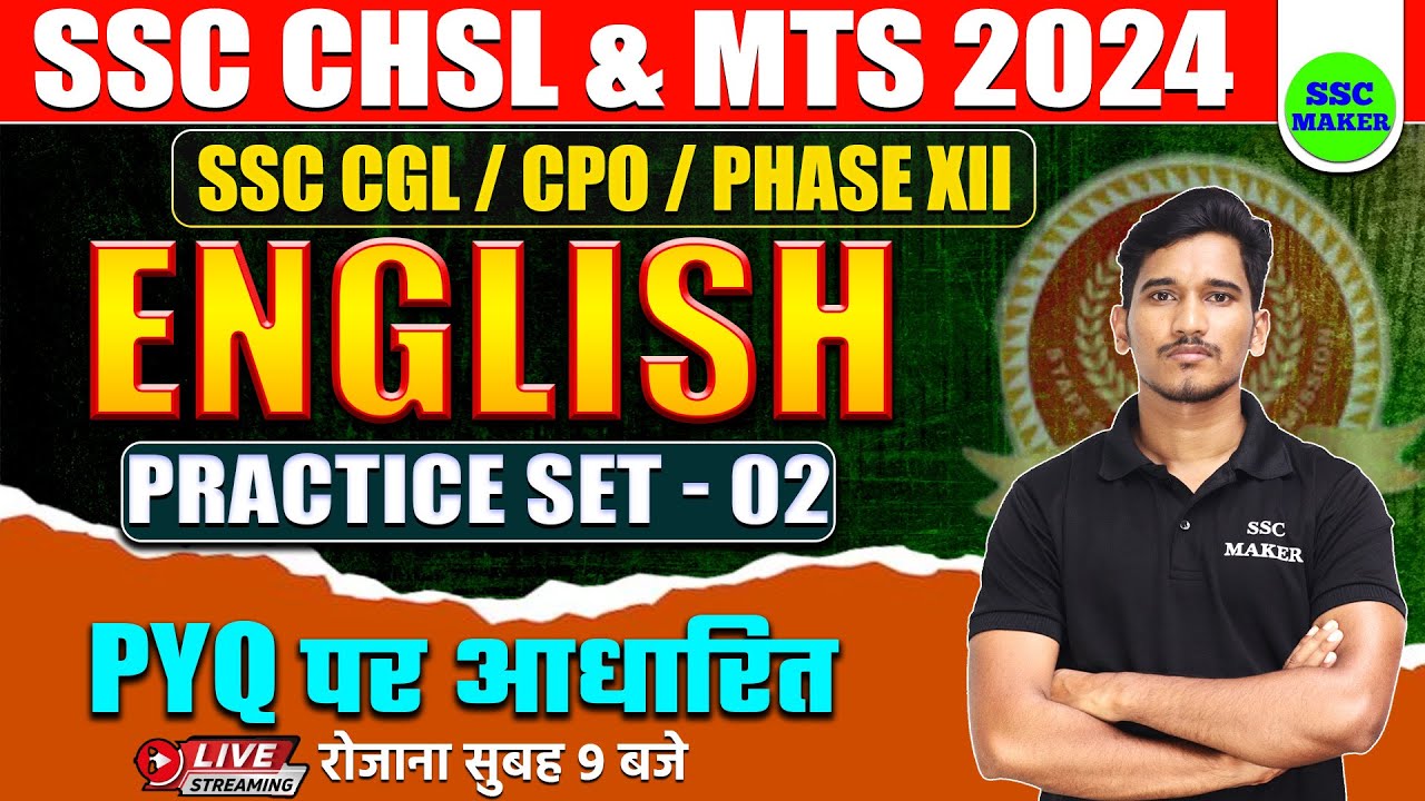 SSC CHSL & MTS 2024 | English Practice Set 02 | English PYQs For SSC ...